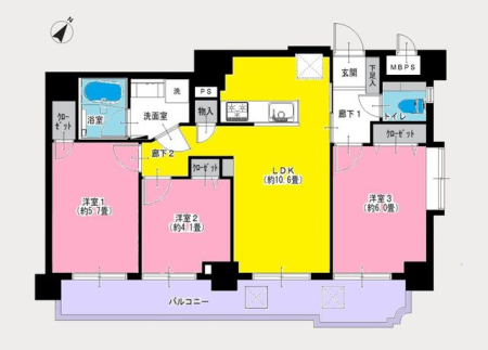  ■７階南東角部屋！明るい陽射しが差し込み、家族団らんの時を過ごすリビングダイニング。全室バルコニーから出入りＯＫ！是非、現地にて陽当たり具合もお確かめください。