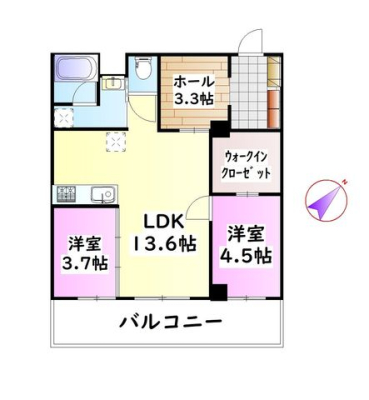  バルコニー南東向き