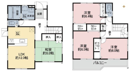  ■全居室6帖以上ゆとりある間取り■リビングに続く和室を開けますと広々空間