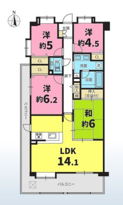  ■南向きの大きな窓からたっぷりと光が差し込む明るい１４帖のLDK■最上階！南西角部屋■室内リフォーム実施