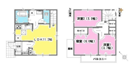  ■南からの陽射しが入る家族で過ごすリビング！■家事動線の良い水回り集中プラン！