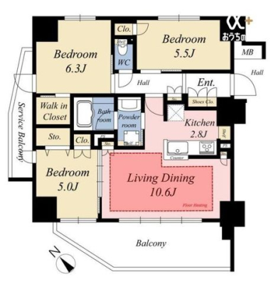  ■３方角部屋につき陽当り・通風良好■大切なペットと一緒に暮らせます■冬でも快適に過ごせる床暖房付きリビング