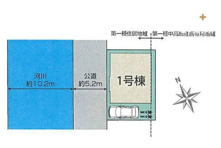 その他 【区画図】カースペース1台分。一戸建てが多く、長閑で閑静な住宅街。ゆったりと過ごしたい方にオススメな環境です！