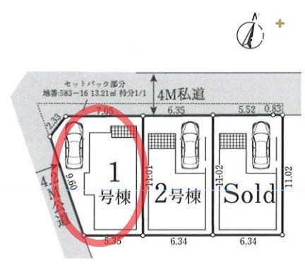 その他 【全体区画図】1号棟　カースペース1台