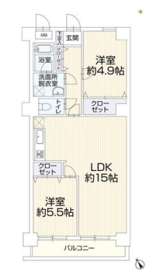  単身、少人数向けの2LDKのお部屋です