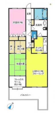  ■南向きの大きな窓からたっぷりと光が差し込む明るい１２帖のLDK■続き間和室には収納力ある1.9帖納戸や3.1帖の多目的スペースが重宝！