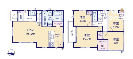  ■家族で過ごすリビングは、ゆったり過ごせる２０帖超！■カウンターキッチンから家族の顔が見えるので、素敵な家族時間をお過ごしいただけます■１０帖超の主寝室にはウォークインクローゼット