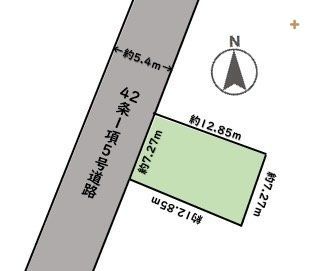 区画図 閑静な住宅地です。北西5m私道に接道している日当たりの良い敷地。