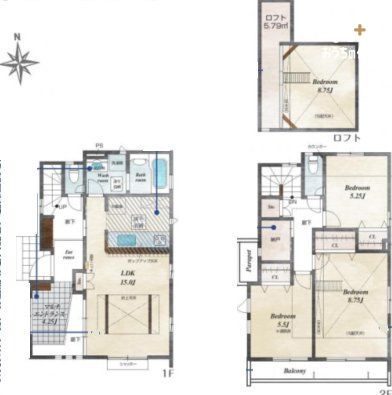  4LDK(}`GgX܂){[ˁ{tg{J[Xy[X2䕪