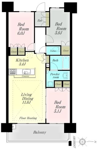  3LDK̂Z܂ŎqĐтɂ߁BƑƉb̒eރJE^[Lb`B