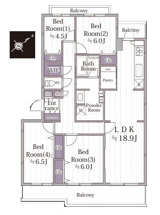  �L�����A���������A�Ë����Ȃ�99.44m2��4LDK�B�Ƒ����ꂼ��̃v���C�x�[�g��Ԃ��m�ۂł��܂��B