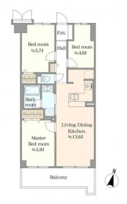  ������̖��邳�����������A�o�����X�̗ǂ�3LDK�̊Ԏ��B���m�x�[�V�����ɂ�莺������V���A���K�ȕ�炵�������܂��B