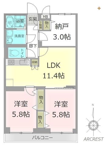  ���[�N�X�y�[�X����[�ɂ��g����[�˕t����2SLDK�B�����V�[���ɍ��킹�Ď��R�Ɏg����A�㎿�ȏZ�܂��B