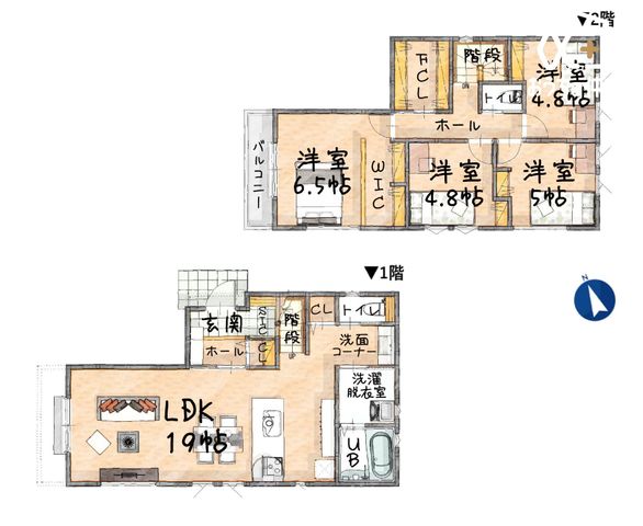  ���r���O19���̃����t���A2�K4�����{�t�@�~���[�N���[�N��4LDK