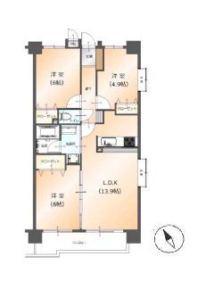  ������̖��邳�����������A�o�����X�̗ǂ�3LDK�̊Ԏ��B���m�x�[�V�����ɂ�莺������V���A���K�ȕ�炵�������܂��B