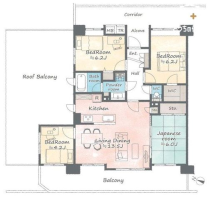  �t�@�~���[�Ɋ������Ԏ��ƍL���E4LDK�E�g�����N���[���t���I�o���R�j�[���x�m�R���]�߂܂�