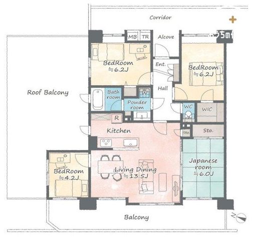  �t�@�~���[�Ɋ������Ԏ��ƍL���E4LDK�E�g�����N���[���t���I�o���R�j�[���x�m�R���]�߂܂�