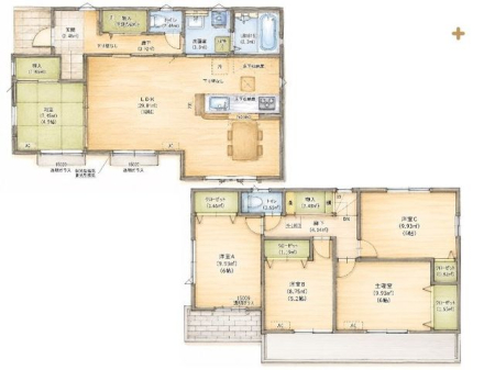  �`House Layout�`2�K��4�����A1�K��LDK�{1��������^�C�v��5LDK!�Ƒ��̐l���������Ă��Ή��ł���Ԏ��ł��B