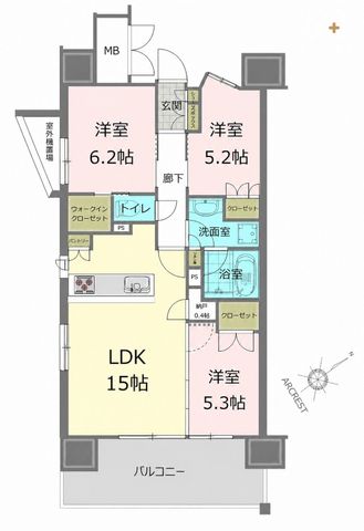  �쓌�����̖��邳�����������A�o�����X�̗ǂ�3LDK�̊Ԏ��B�A�E�g�t���[���\���ŉƋ�z�u���₷���l���܂ōL�X�Ƃ�����Ԃ��g���܂��B