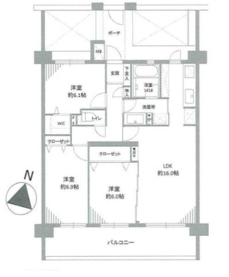  3部屋南向き！