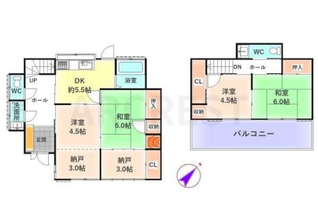  収納豊富な4DK+2S