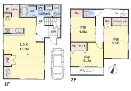  大型パントリー付き３LDK