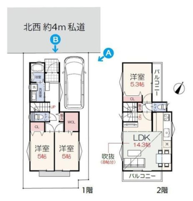  ～House Layout～リビングは外部と目線の合わない2階にあります。プライバシーを尊重しつつ、明るい陽射しがさし込みますね。