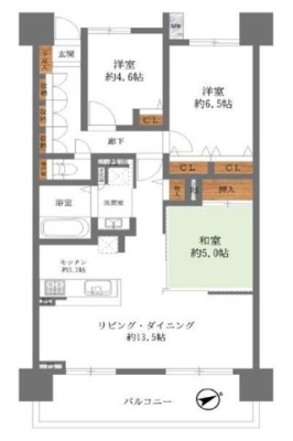  リビング続き和室で開放的な室内空間