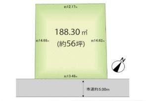 区画図 土地正味56坪のゆとりのある敷地