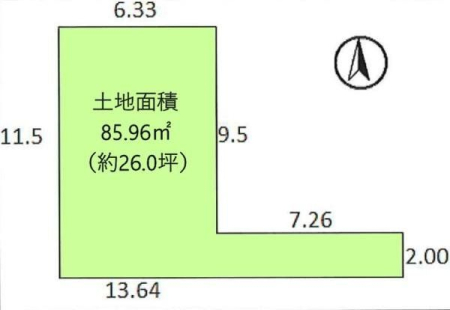 区画図 敷地約26坪。