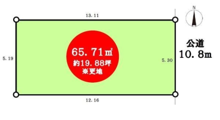 区画図 前面道路10.8メートルあり