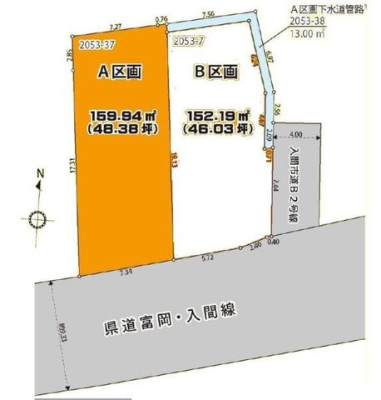 区画図 敷地48.38坪あり