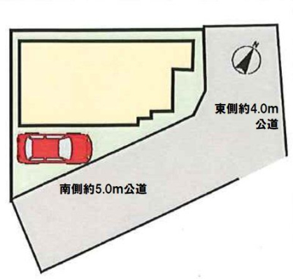 その他 【区画図】カースペース1台分。日当たり良好！人気の角地！一戸建てが多く、長閑で閑静な住宅街。ゆったりと過ごしたい方にオススメな環境です！
