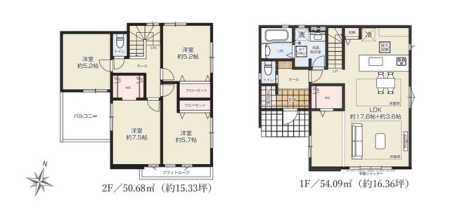  ■家族が集う２０帖超のゆとりあるＬＤＫにコミュニケーションが豊かになるリビングイン階段■リビングを見渡せ会話が弾むカウンターキッチン■床暖房完備にて優雅な団欒空間を演出します！