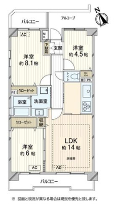  ■リフォーム後のきれいな室内で新生活スタート！ ■南西角部屋につき陽当たり良好な３ＬＤＫ