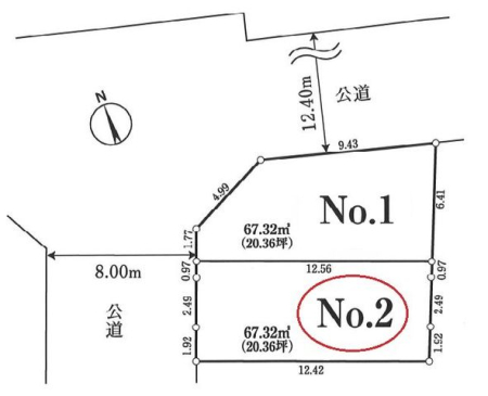 区画図 【区画図・２区画】買物便利！オーケーストアまで徒歩３分！公園・病院も近く、生活に便利な住環境！