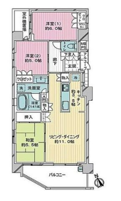  暮らしやすい3LDKの間取りです！主要採光面が南向きで、1日を通して日当たり良好！浴室乾燥機付も付いているので、雨の日や花粉が気になる季節も部屋干しできます。