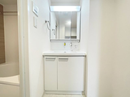 洗面台・洗面所 ～Wash room～大きな洗面　家族みんなが毎日使う洗面室。忙しい朝には使いやすい洗面で、ステキな一日のスタートをきりましょう。
